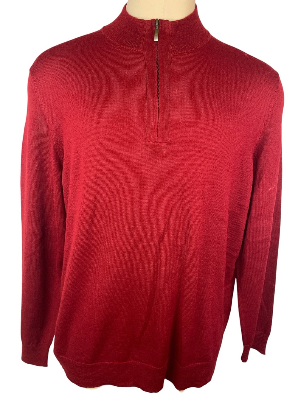 Luv Room Merino Wool Blend Red Qtr Zip Sweater Men’s XL